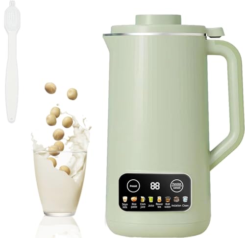 Longzhuo Máquina de leite de nozes,máquina automática multifuncional de leite de amêndoa com 10 lâminas,amêndoas caseiras,aveia,coco,soja ou vegetais e bebidas não lácteas,aço inoxidável,verde